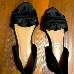 Black peep toe flats